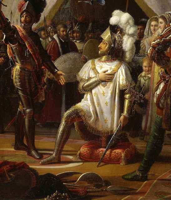 O rei da França Francisco I é armado cavaleiro por Bayard. Louis Ducis (1775 - 1847) , Museu do castelo de Blois.